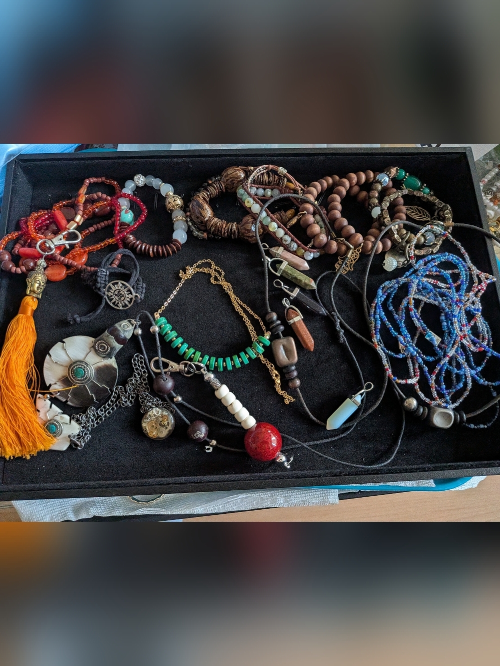 Mystic Bohemian Jewelry Lot Stones, Wood, Mixed Jewelry